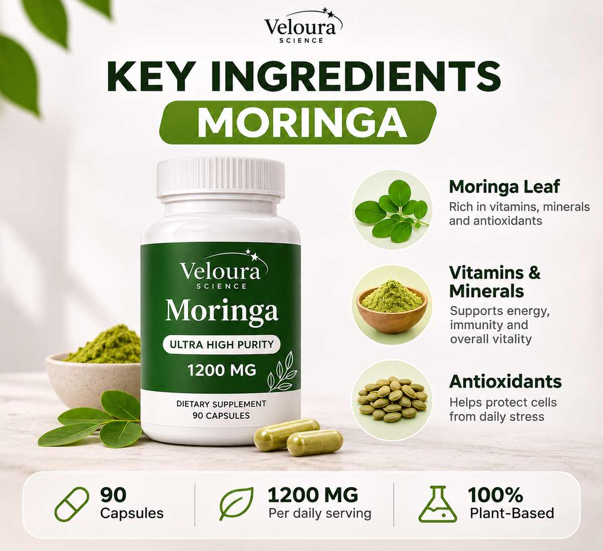 Moringa Capsules – Natural Energy & Metabolism Support